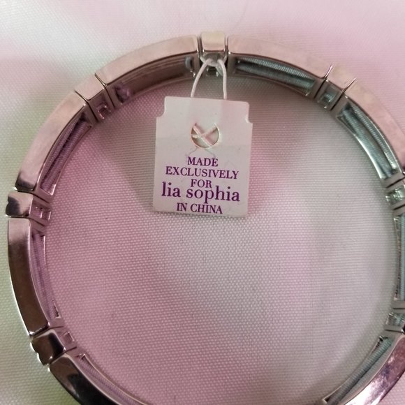 Lia Sophia Stretch Bracelet Green Enamel Silver Tone - Picture 5 of 5